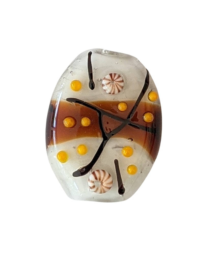 designer bead with large hole large decorative focal bead with abstract pattern glass pendant Handmade lampwork glass feature bead