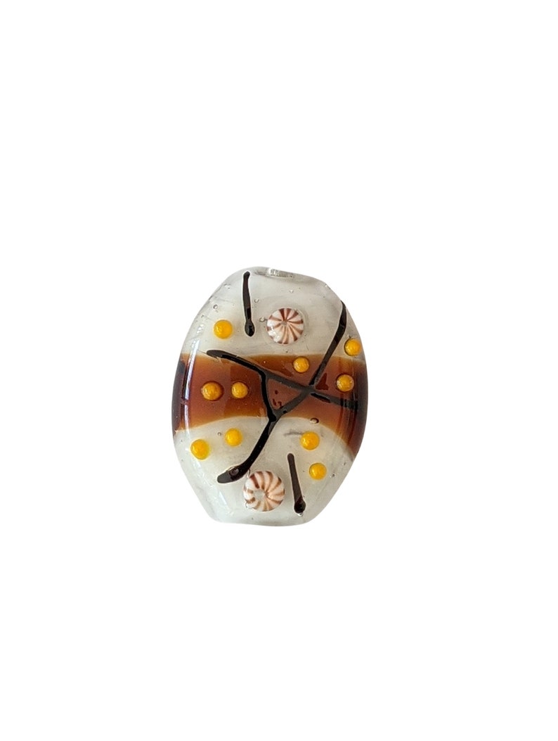 designer bead with large hole large decorative focal bead with abstract pattern glass pendant Handmade lampwork glass feature bead