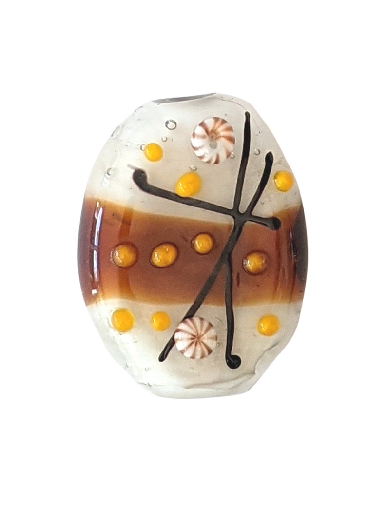 designer bead with large hole large decorative focal bead with abstract pattern glass pendant Handmade lampwork glass feature bead