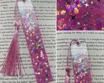 Chunky pink stardust glitter resin bookmark, resin bookmark, reader gift, bookmark, book lover gift