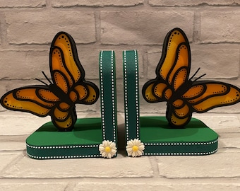 Butterfly Bookends, Reading, Bookends, butterfly, book lover gift, bedroom decor, reading gifts, reading accessories, childrens bookends