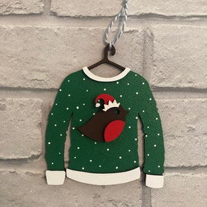 Robin Christmas jumper hanging Christmas decoration, Christmas tree, Christmas jumper, tree decoration,novelty