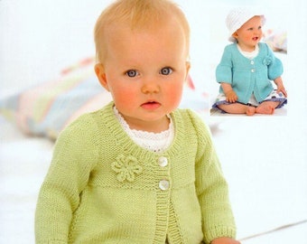 Girls Baby & Childrens Cardigans Knitting Pattern  in Sirdar Snuggly Baby Bamboo DK. Sirdar 1752 ,Birth to 7 years