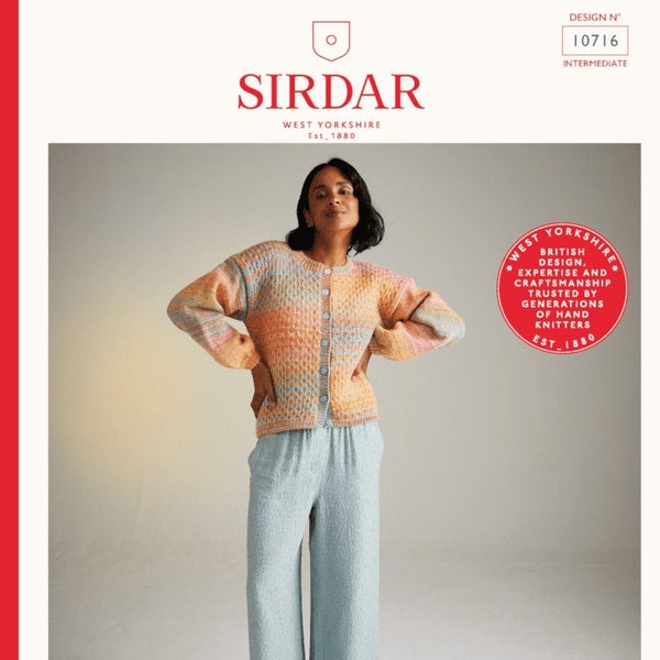Ladies Trellis Effect Cardigan Knitting Pattern in Sirdar Jewelspun Aran , Sirdar 10716.