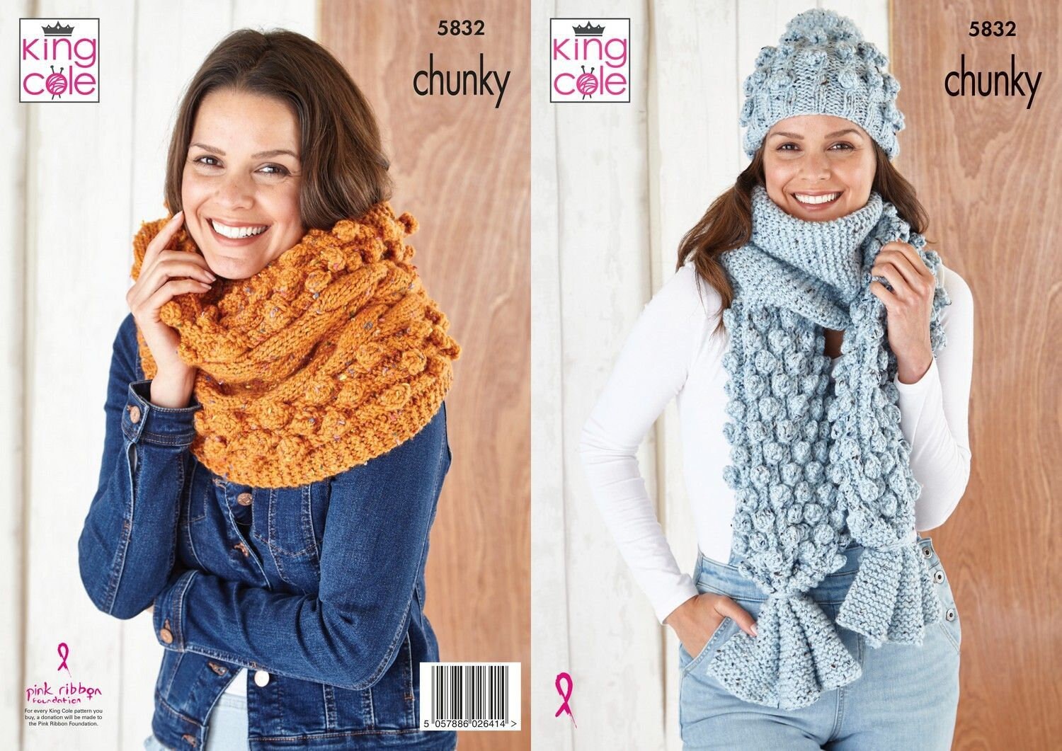 Chunky Scarf, Hat and Snood Knitting Pattern, King Cole 5832 in King Cole  Chunky