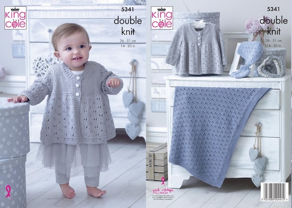 T 94 BABY/'S MATINEE COAT~BONNET~DOUBLE KNITTING~SIZE 14-20/" KNITTING PATTERN~
