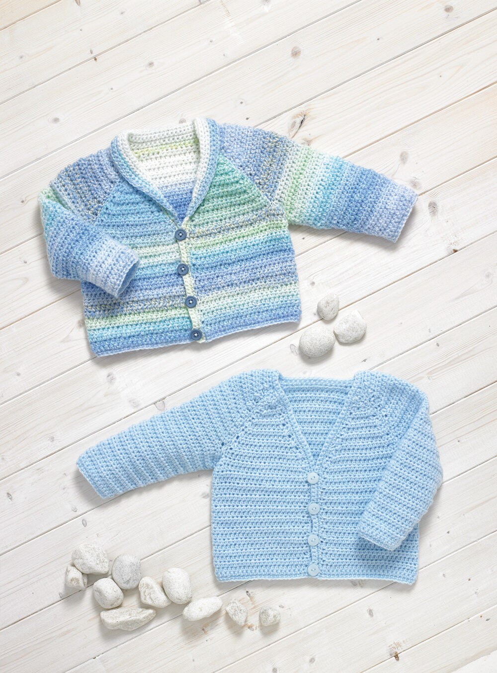 Baby Boy Cardigans crochet pattern in DK James C Brett JB737
