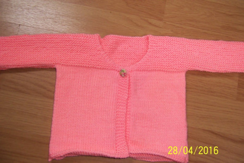 Coat .3-6 months Handmade Round Necked Bright Peach Baby Cardigan Matinee Jacket