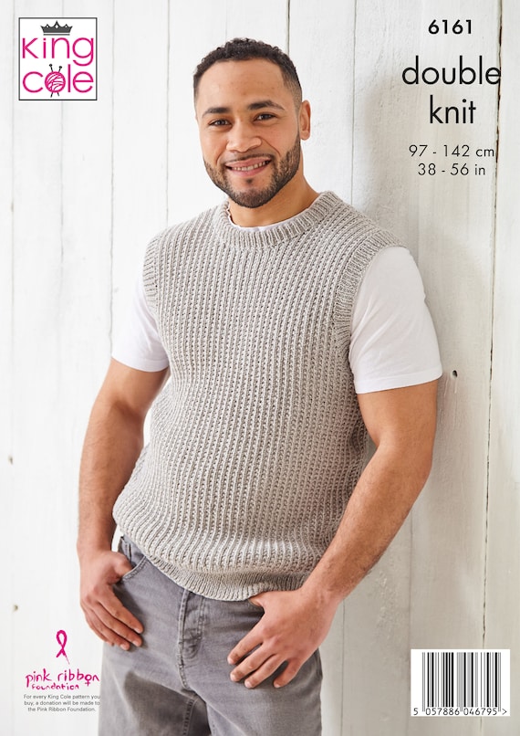 King Cole Men's Sweater & Slipover Knitting Pattern 6161 - Double Knit King Cole Men's Sweater & Slipover Knitting Pattern 6161 - Double Knit