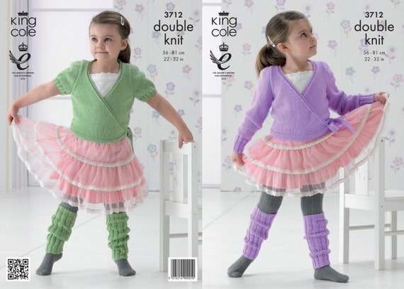 Girls Ballet Cardigan and Leg Warmers Knitting Pattern King Cole 3712 in King Cole Comfort DK. Etsy Canada