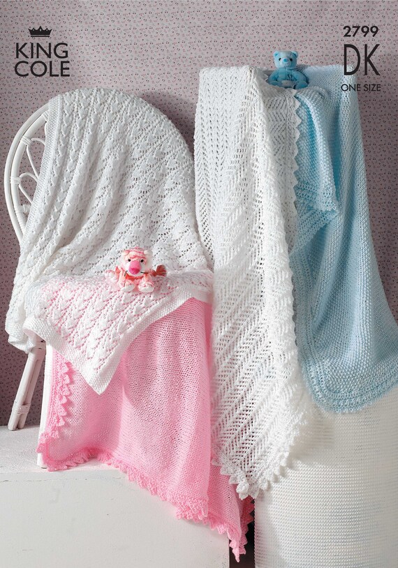 King Cole Baby Shawls Knitting Pattern 2799 - Double Knit King Cole Baby Shawls Knitting Pattern 2799 - Double Knit
