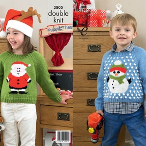 Childrens Christmas Sweaters Knitting Pattern In King Cole Pricewise DK.King Cole 3805