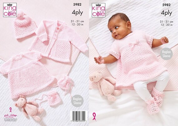 King Cole Baby's Blanket, Matinee Jacket, Sweater, Bootees & Hat Knitting Pattern 6169 - 4 Ply King Cole Baby's Blanket, Matinee Jacket, Sweater, Bootees & Hat Knitting Pattern 6169 - 4 Ply