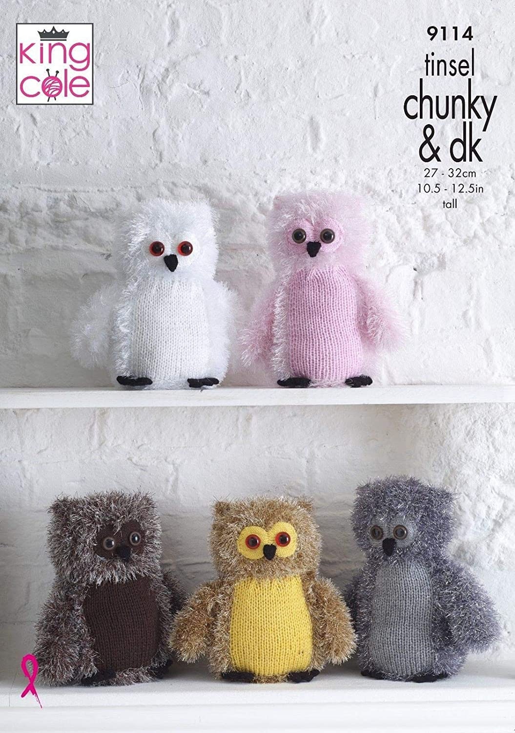 King Cole Novelty Toy Owls Knitting Pattern 9114 - Tinsel Chunky & DK King Cole Novelty Toy Owls Knitting Pattern 9114 - Tinsel Chunky & DK