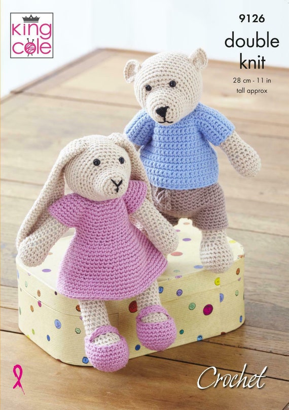 King Cole Novelty Toy Amigurumi Bear & Rabbit Crochet Pattern 9126 - Double Knit King Cole Novelty Toy Amigurumi Bear & Rabbit Crochet Pattern 9126 - Double Knit