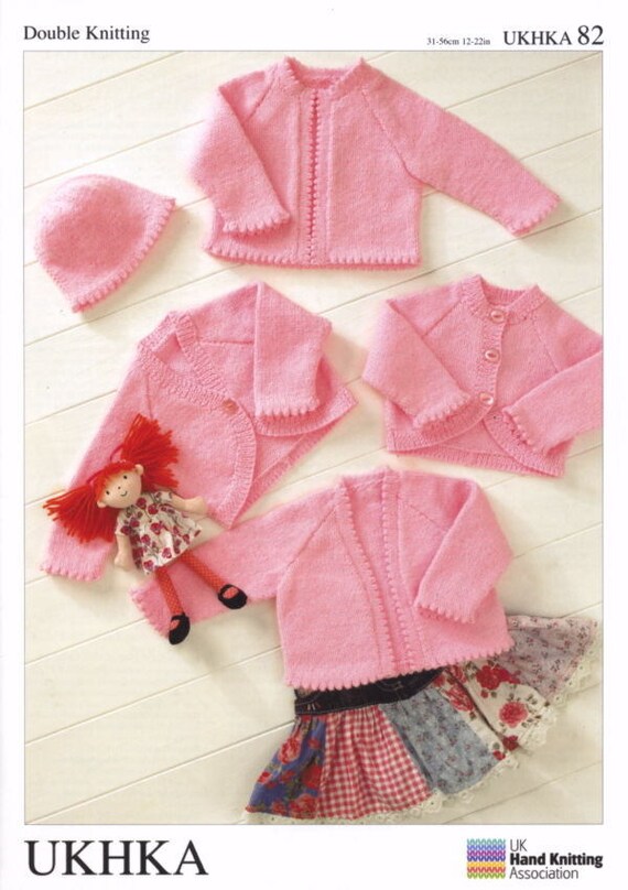 UKHKA 195 Baby Cardigans and Hat Knitting Pattern