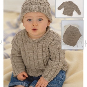 Baby Boy Sweaters, Blanket and Hat Knitting Pattern in Sirdar Snuggly DK, Sirdar 1648 Knitting Pattern.