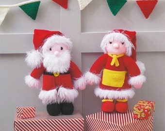 Mr and Mrs Claus Soft Toy Pattern. James C Brett Knitting pattern JB814. christmas toy