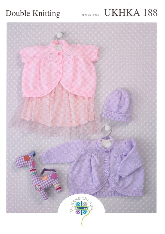 UKHKA 195 Baby Cardigans and Hat Knitting Pattern
