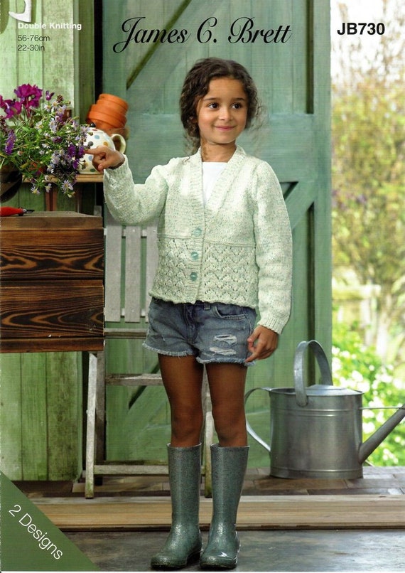 Childrens Girls Cardigan and Sweater Knitting Pattern in James C Brett Dotti DK. James C Brett JB730 Knitting Pattern. Etsy