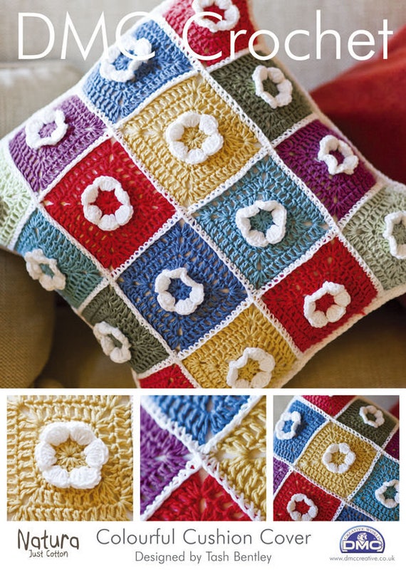 DMC Crochet Pattern. Colourful Cushion by Tash Bentley Home | Etsy