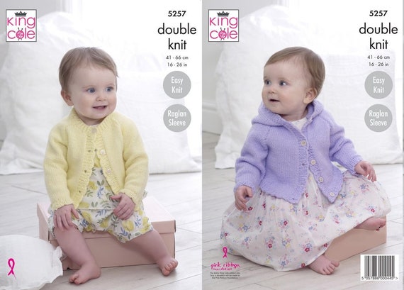 King Cole 'Easy Knit' Baby Cardigans Knitting Pattern 5257 - Double Knit King Cole 'Easy Knit' Baby Cardigans Knitting Pattern 5257 - Double Knit