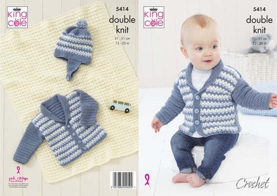 King Cole Baby Jacket, Hat & Blanket Crochet Pattern 5414 - Double Knit King Cole Baby Jacket, Hat & Blanket Crochet Pattern 5414 - Double Knit