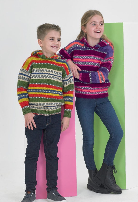 Buy Childrens Hooded Sweater Knitting Pattern in Fairground DK