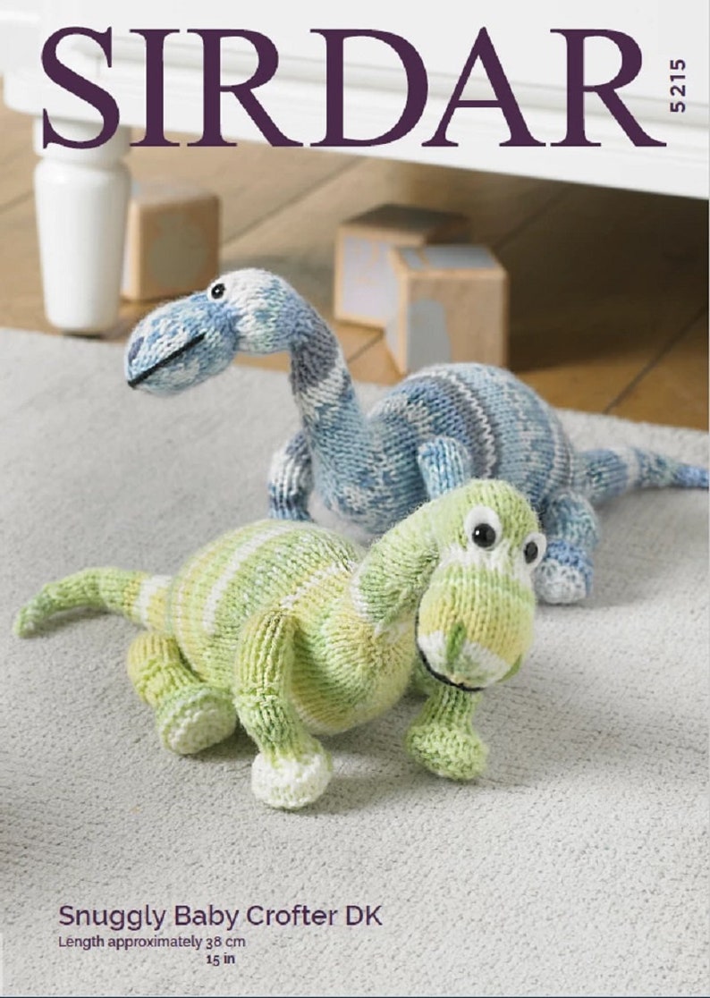 Dinosaur Knitting Pattern Sirdar 5215 Knitted Toy Knitted Etsy UK