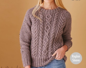 Ladies Sweater and Cardigan knitting pattern in  King Cole Fashion Aran, King Cole 5720