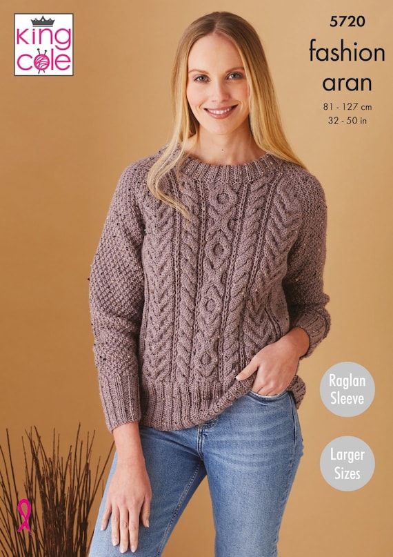 King Cole 5720 Knitting Pattern. Sweater and Cardigan in King Etsy UK