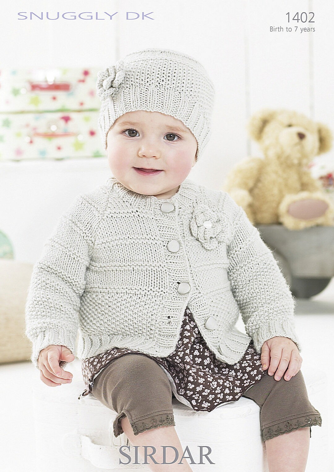 Sirdar Knitting Pattern 1402. Cardie and Hat in Sirdar Snuggly Etsy UK
