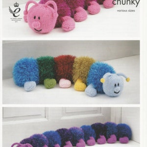 King Cole Tinsel Centipede Knitting Pattern 9041 in Tinsel Chunky , centipede decoration,  draught excluder ,knitted toy and doorstop