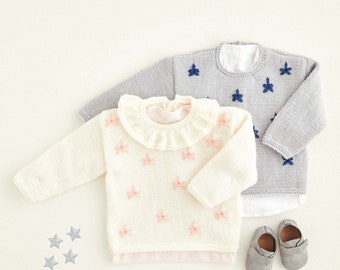 Baby Sweaters Knitting Pattern in Hayfield Baby Bonus DK.Hayfield 5420.