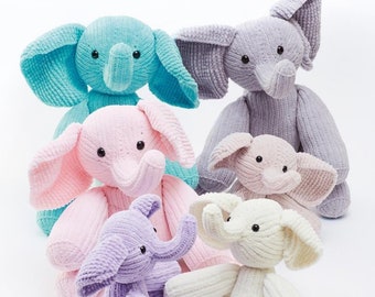 Elephant Toys Knitting Pattern in King Cole Yummy. King Cole 9149