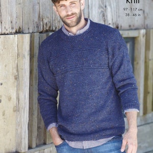King Cole 5799 knitting pattern. Mens Sweaters in King Cole Homespun DK.
