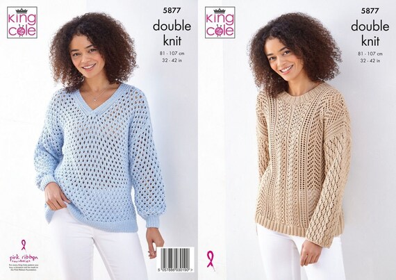 King Cole Ladies Sweaters Knitting Pattern 5877 - Double Knit King Cole Ladies Sweaters Knitting Pattern 5877 - Double Knit