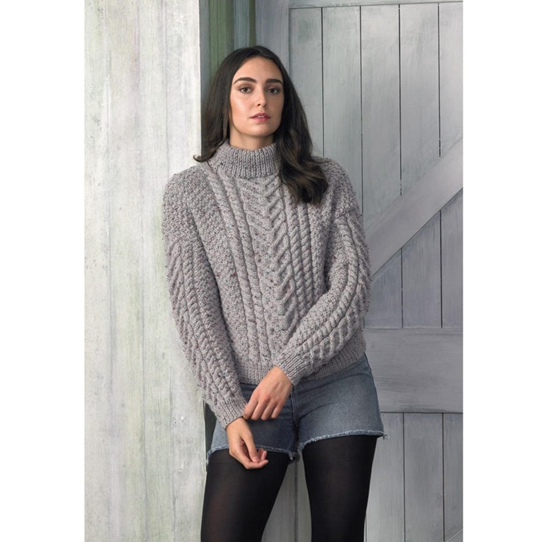 Rustic Aran Womens Sweater Knitting Pattern in James C Brett Rustic Aran, James C ...
