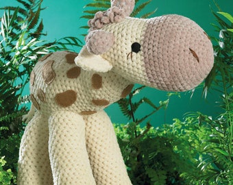 Amigurumi Toy Sunshine the Giraffe Crochet Pattern. James C Brett JB401 in Flutterby Chunky.