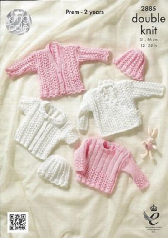 King Cole Prem Babies Cardigans & Sweater Knitting Pattern 2885 - Double Knit King Cole Prem Babies Cardigans & Sweater Knitting Pattern 2885 - Double Knit