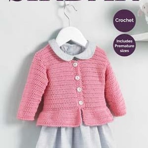 Sirdar 4 Ply Knitting Pattern 4885 Dress and Pinafore for Premature to 2 Yrs