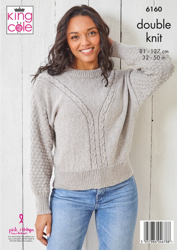 King Cole Ladies Sweater & Cardigan Knitting Pattern 6160 - Double Knit King Cole Ladies Sweater & Cardigan Knitting Pattern 6160 - Double Knit