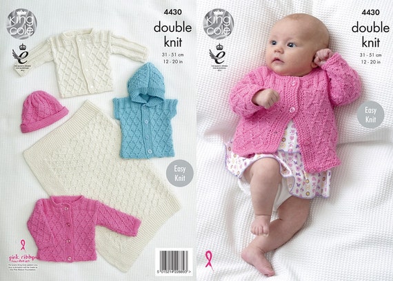 MITTS BOOTIES DK Knitting Pattern -124 BLANKET BABY 6-18 mths JACKET HAT