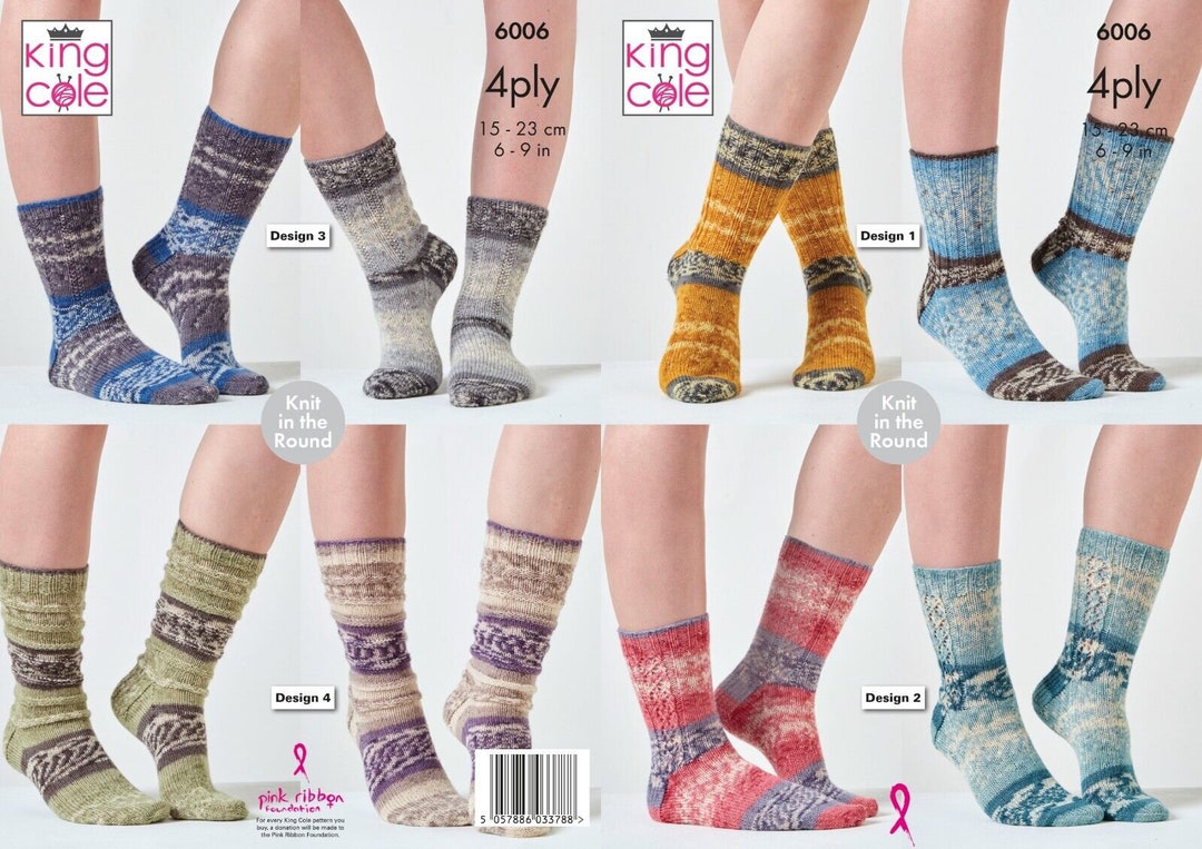 King Cole 4 Ply Knitting Pattern 6006 Socks in King Cole Etsy