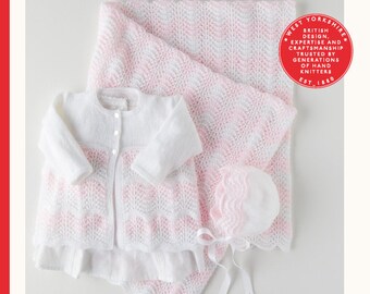 Sirdar 5361 - Babies Coat, Bonnet & Blanket in Snuggly 3 Ply yarn, Knitting Pattern 11.5- 20.5 in , girls cardigan, summer cardigan