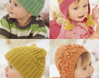 Baby & Childrens Hats in DK Knitting  Pattern , Sirdar1242 , baby hats and bonnet knitting pattern,  baby pattern, knitting pattern