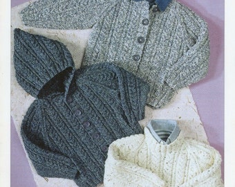 Peter Gregory Knitting Pattern 7192. Children's Sweater & Jackets In Aran.