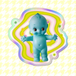 NEW DESIGN** kewpie, cute sticker, original art, holographic, water bottle sticker, laptop sticker, waterproof, vinyl, vibrant color, kawaii