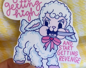 kitschy sober lamb sticker, NOT waterproof