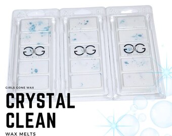 Crystal Clean Wax Melts + Snap Bars | Natural Soy Wax | Clean | Strong Highly Scented | Eco Vegan | Wax Gift | Home Fragrance